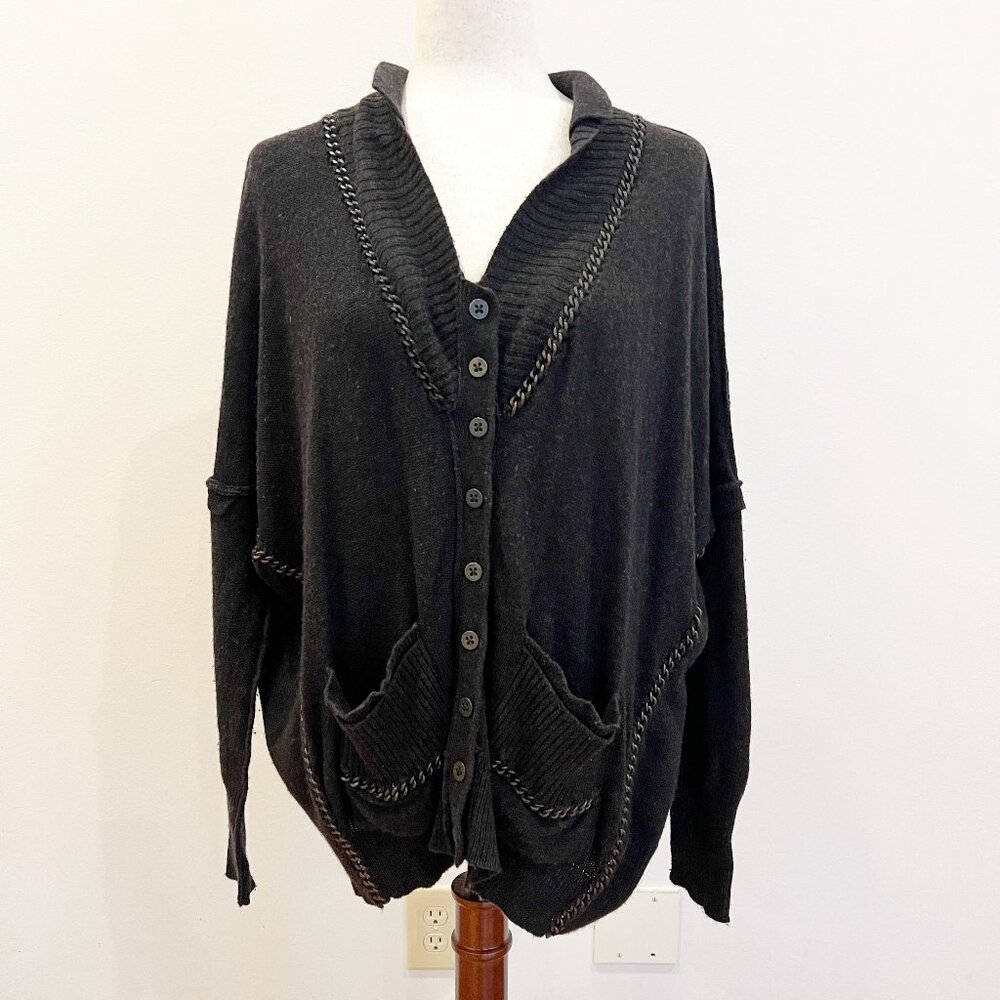 AllSaints Spitalfields Raziel Chain Cardigan 10 Brown Grunge Y2K Goth Vintage